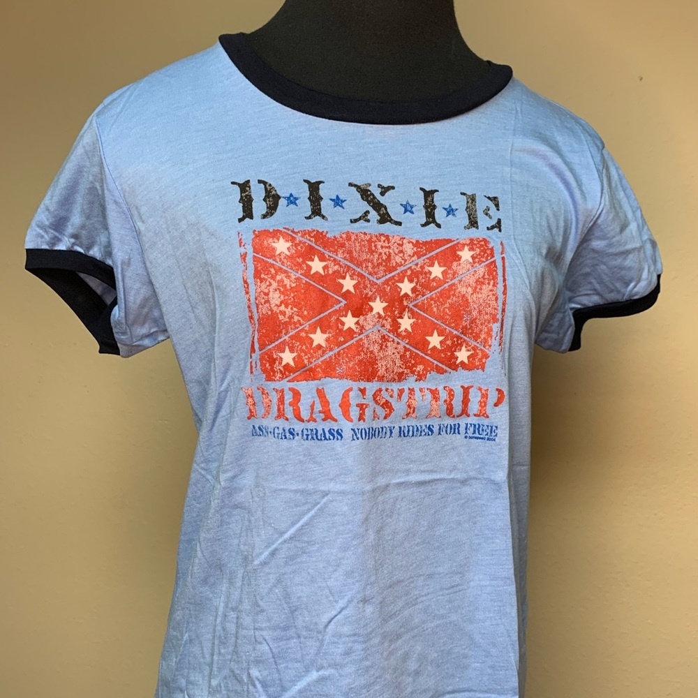 Ringer Style Tshirt Size XL Junior NEW 50%\50% Poly Cotton Dixie Dragstrip